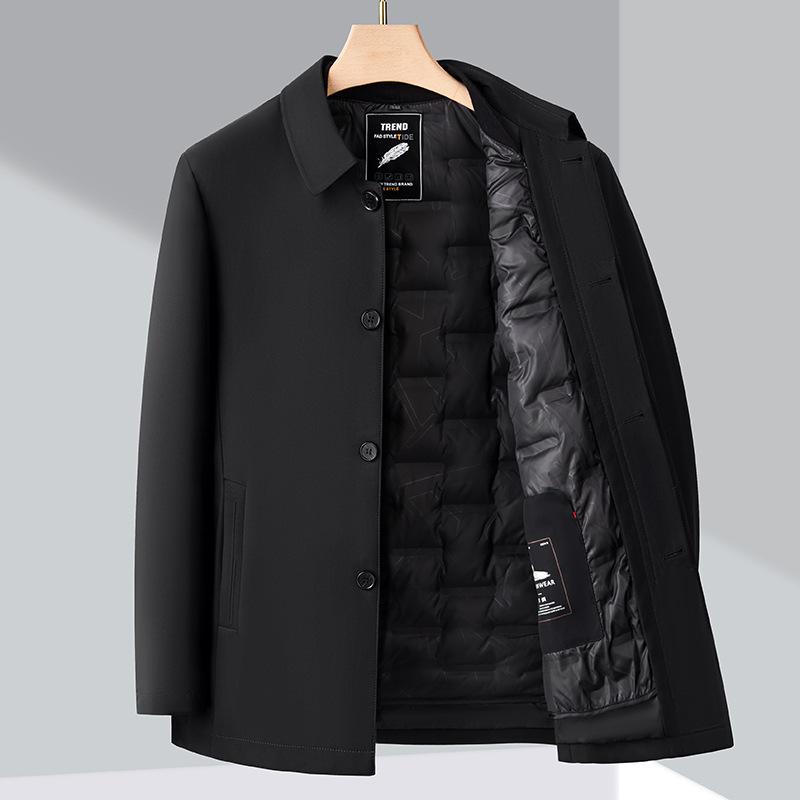 Men's Lightweight Business Casual Down Jacket - Warm Autumn/Winter Outerwear for Middle-Aged/Elderly