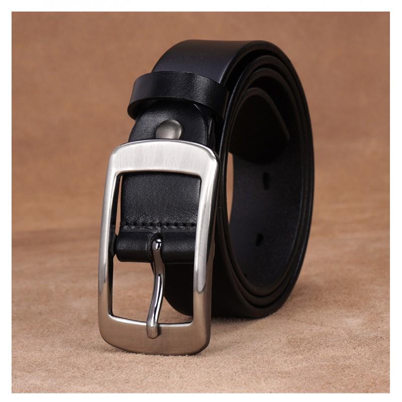 Genuine Leather Belt Women Men Slim 2-4cm Width Classic Black Coffee Adjustable 100-110cm Alloy Pin Buckle Casual