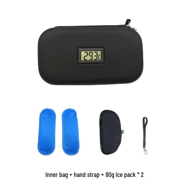 Portable Insulin Cooler Bag with Thermometer and Ice Pack for Outdoor Use