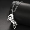My Shape Punk Horse Necklace for Women Men Stainless Steel Chain Horse Animal Pendants Neck Chain Horse Racing Game Jewelry Gift