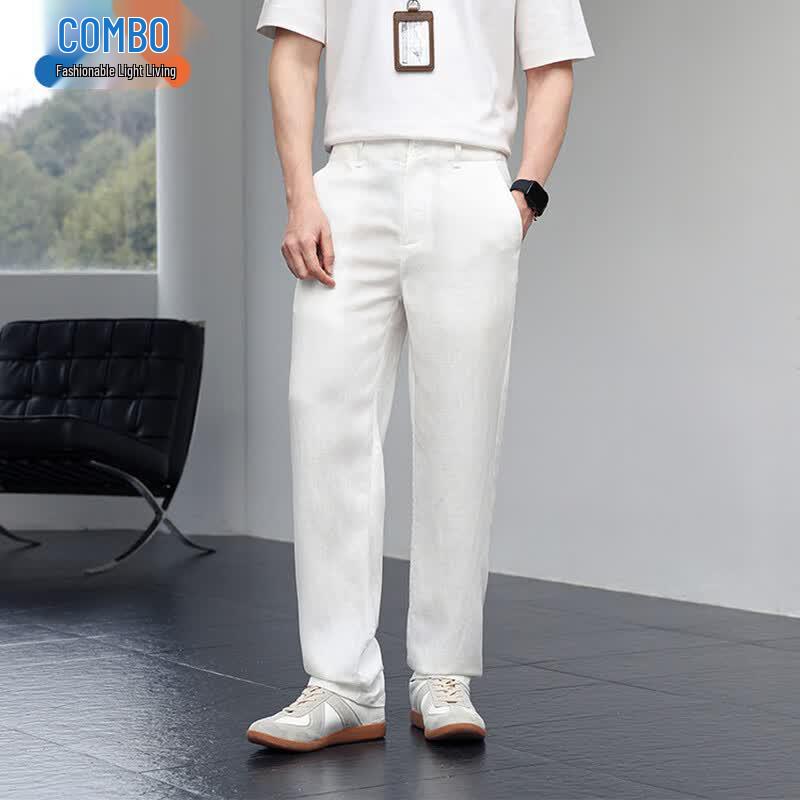 Kangbo Men s Lyocell Linen Blend Straight Casual Pants 40