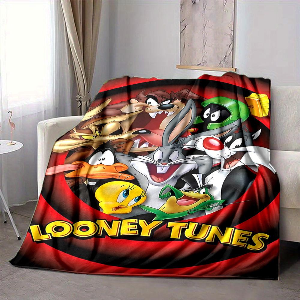 1pc Looney Tunes Blanket Lightweight Flannel Throw For Sofa, Bed, Travel, Camping, Livingroom, Office, Couch, Chair, And Bed