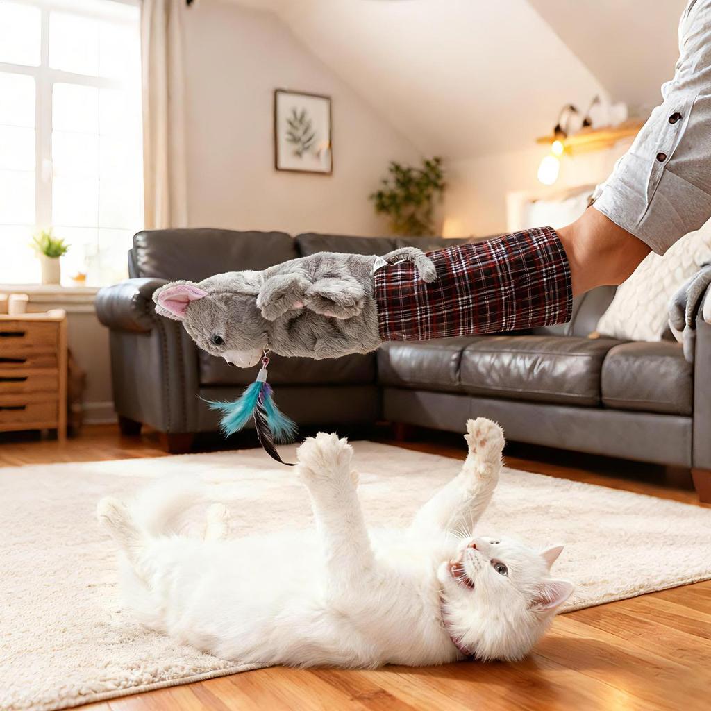 Katzen Ringen Spielzeug Niedlich Interaktiv Stimulation Katze Sumo Ringer Puppe Spiel Handschuh Für Unterhaltung Langeweile Mentale Entlastung