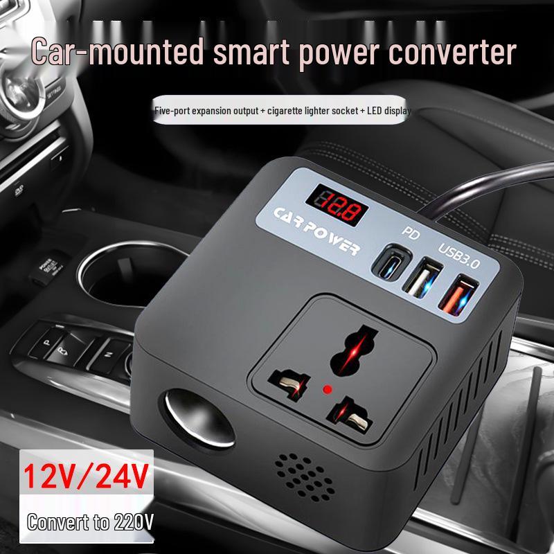 Magic Cube 12V/24V Car Inverter with Battery Clips - Fast Charging Mobile Devices with 220V National Standard Power Output