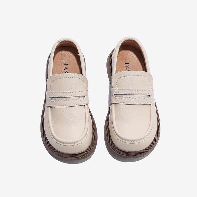 Small Leather Shoes British Style Genuine Leather Black Moccasins Soft Sole Fashionable Children's Single Shoes Baby Shoes