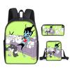 The Battle Cats Rucksack Dreiteiliges Set für Kindergartenkinder, Rucksack mit großem Fassungsvermögen, Umhängetasche, Federmäppchen