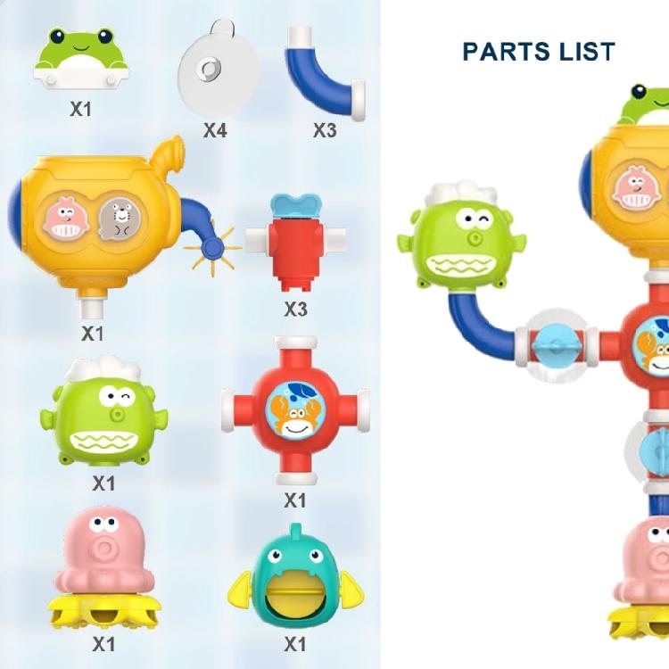 Ocean Themed Rotating Bath Toy For Toddler With Easy To Assembly Water Pipe For Baby Fun Bath Time Fine Motor Skill Toy