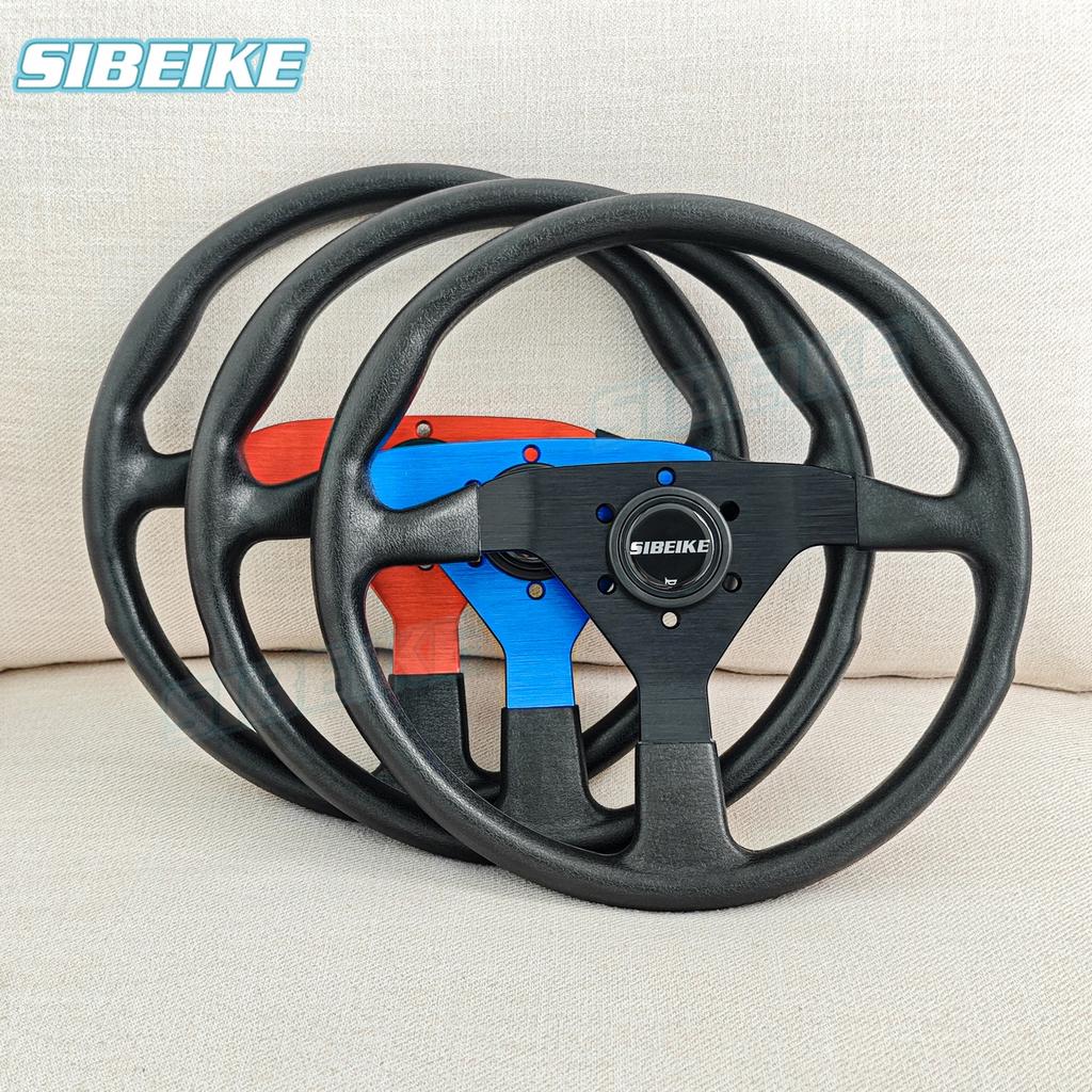 SIBEIKE 350mm PU Steering Wheel JDM Universal Flat Racing Sports Steering Wheel