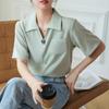 Navava Vintage Stylish Button Collar Short Sleeve Blouse Nb2603