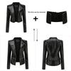 Women's New Leather Jacket Women's Hem Removable Spring and Autumn Coat Women's Fashion Casual Jacket
