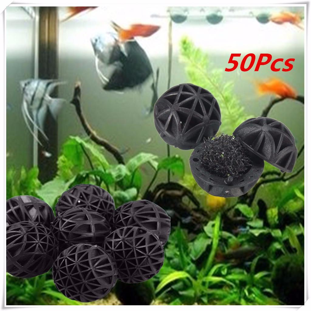 Buy 50pcs Plastic Aquarium Filter Fish Tank Biochemical Ball Water Odor