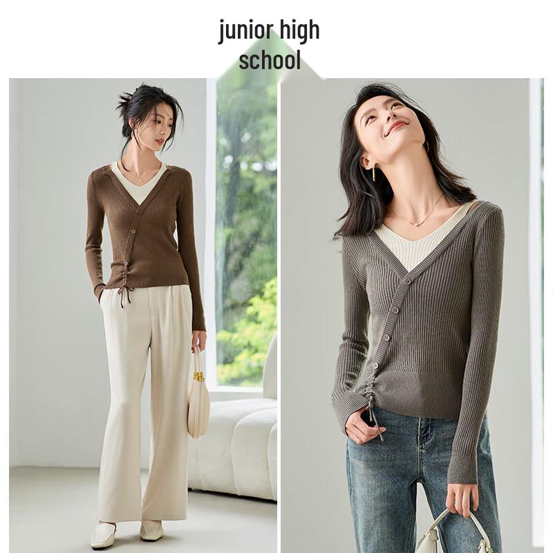 Women's Color-Block Faux Two-Piece Knit Sweater