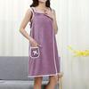 1pc Wearable Bath Towel, Cute Bow Soft Shower Skirt For Women, Adjustable Bath Robe With Pocket For Home And Travel