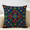 Darkcolored Mandala Floral Pattern Cushion Cover Durable Hypoallergenic Organic Linen Short Pillow Cover Washable