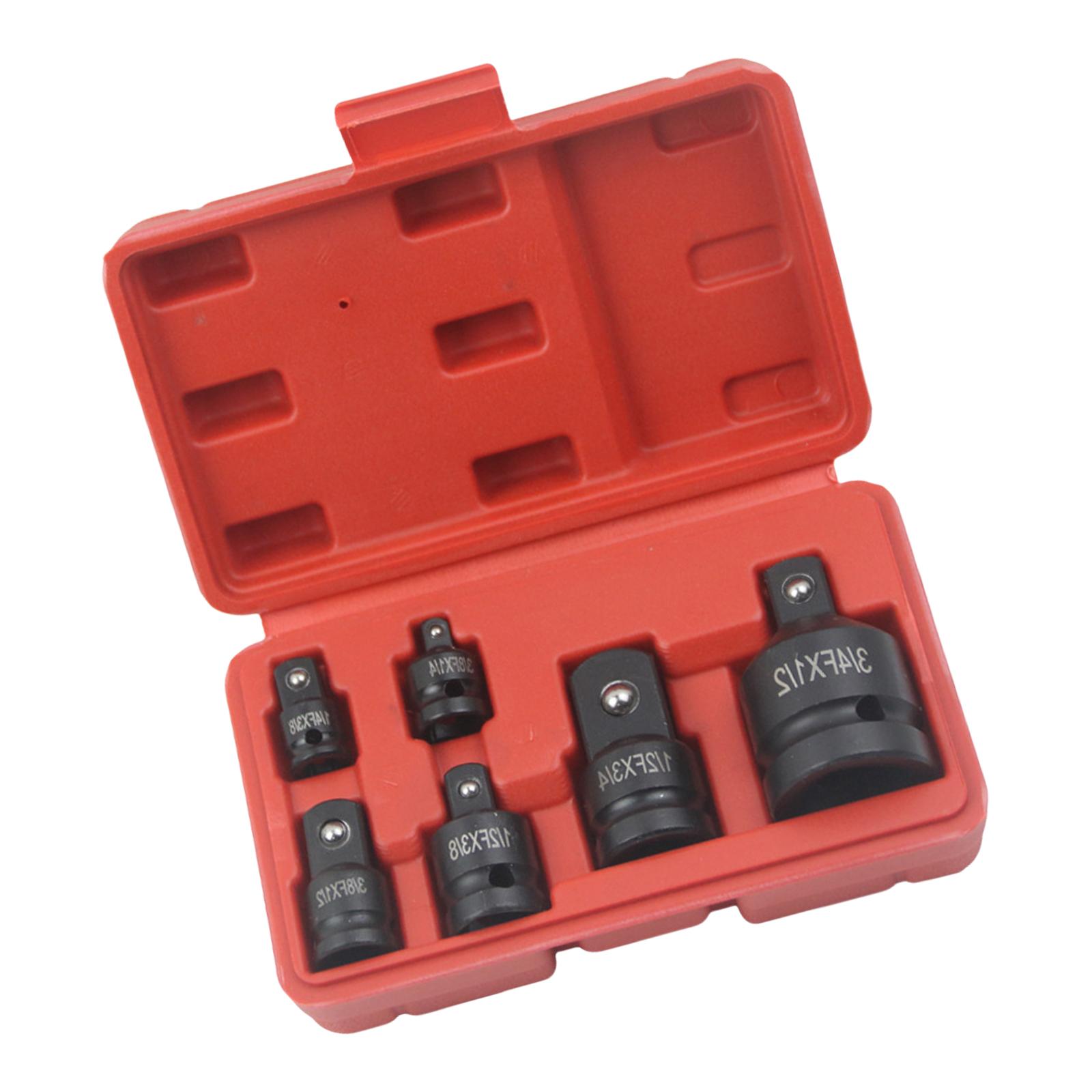 

Набор из 6 шт. Адаптеров для ударных торцевых ключей 1/4 3/8 1/2 3/4 дюйма Адаптер с квадратным приводом Редуктор Гаечный ключ Набор ручных инструментов с кейсом A