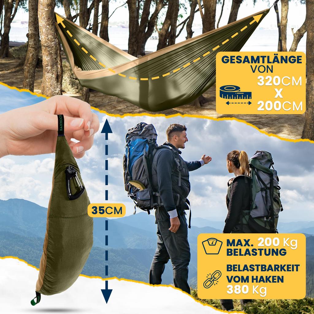 Ticket To The Moon Original Outdoor Camping Army Japanese 41036 Hammock, Green/Brown (Official Product)