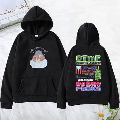 Bad Bunny DTMF Residencia Tour Hoodie Men Women's Vintage Techwear Fashion Long Sleeve Hip Hop Streetwear Fleece Plus Size Tops