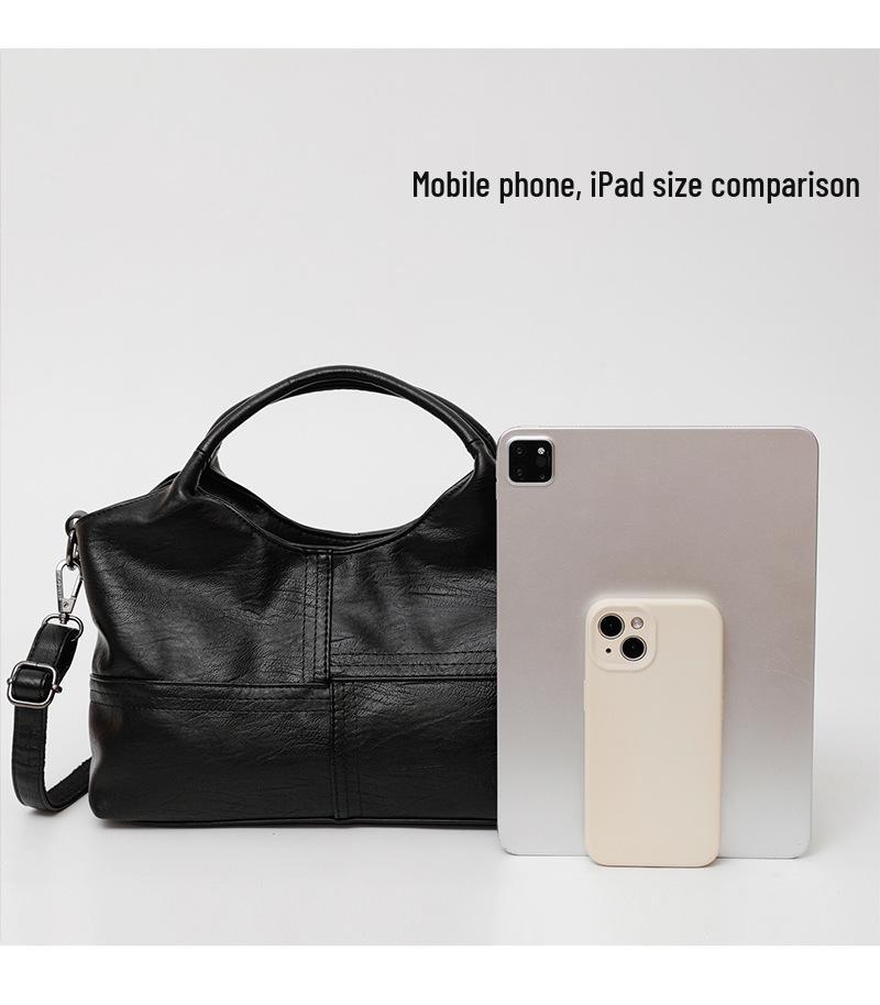 Textured Soft Leather Crossbody Handbag for Middle-Aged Women – Lightweight, Large Capacity, Perfect for Commuting.