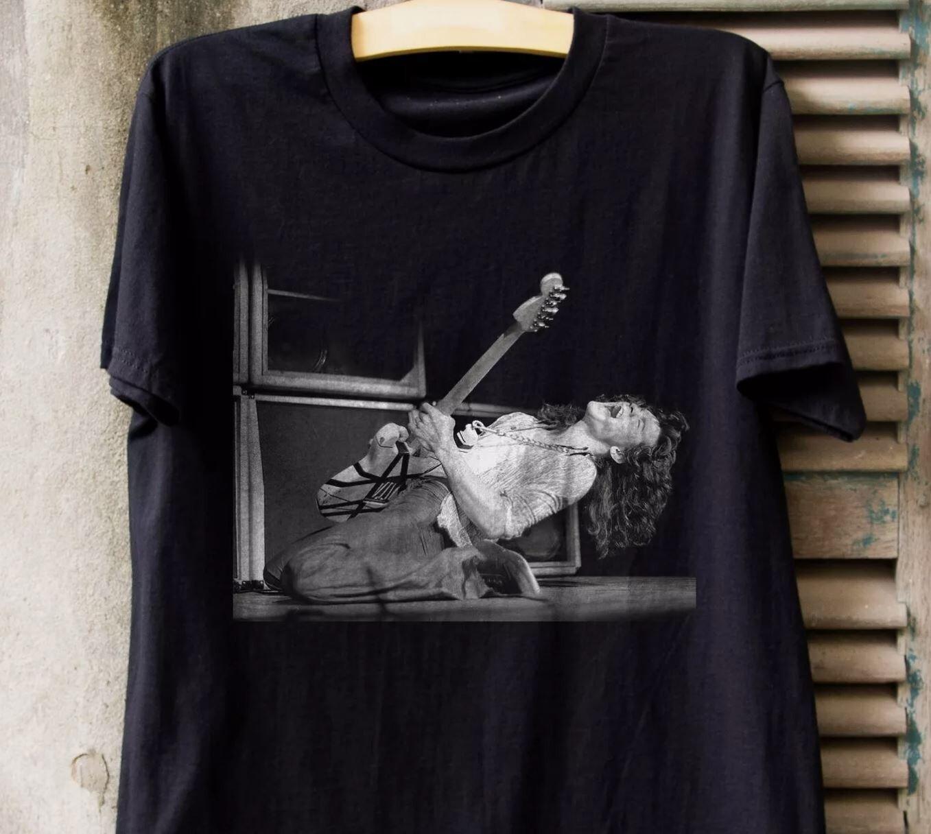 Rare Eddie Van Halen Guitarist Cotton Black Unisex T-shirt S-4XL L