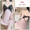 Women's Plus Size Satin Lace Trim Padded Sleep Dress with Robe Lounge Set