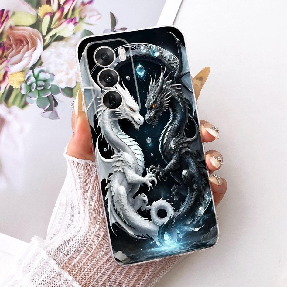 Case For OPPO Reno 12 Cover Reno 12 Pro Funda Fashion Dragon Lion Cartoon Silicone Soft Covers For OPPO Reno12 Pro 5G Phone Case