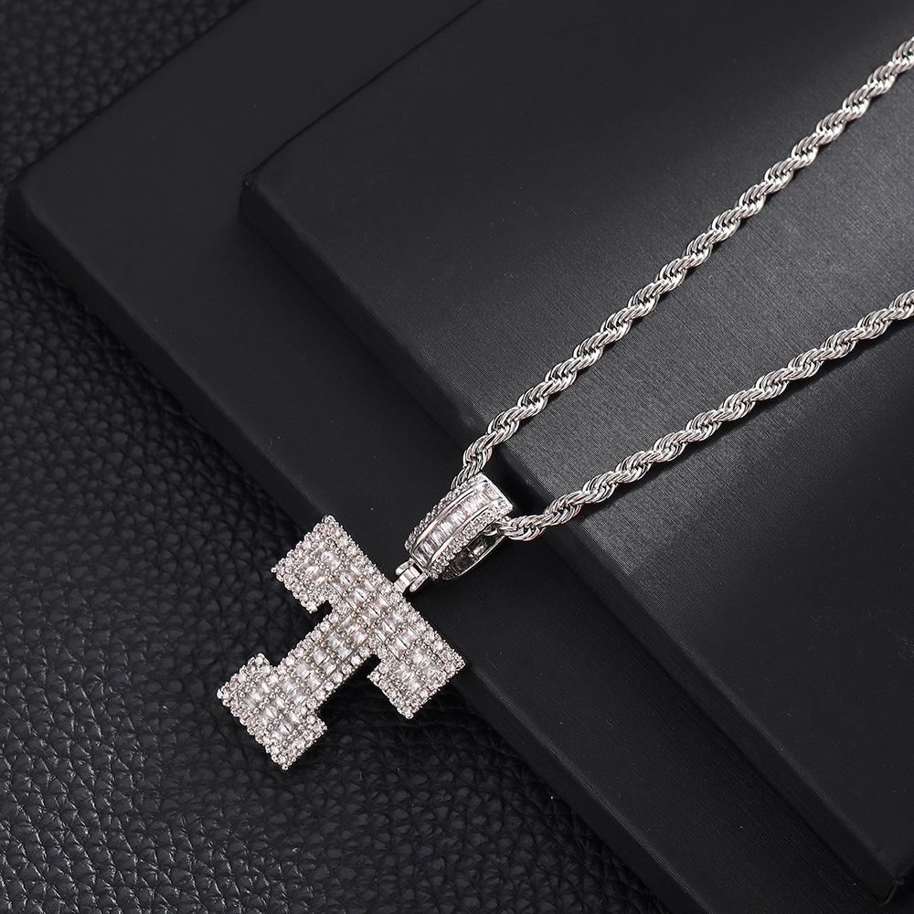 Hip Hop Letter Pendant Zircon Necklace Popular Instagram Personalized Accessory Niche Design Men's and Women's Pendant Necklace