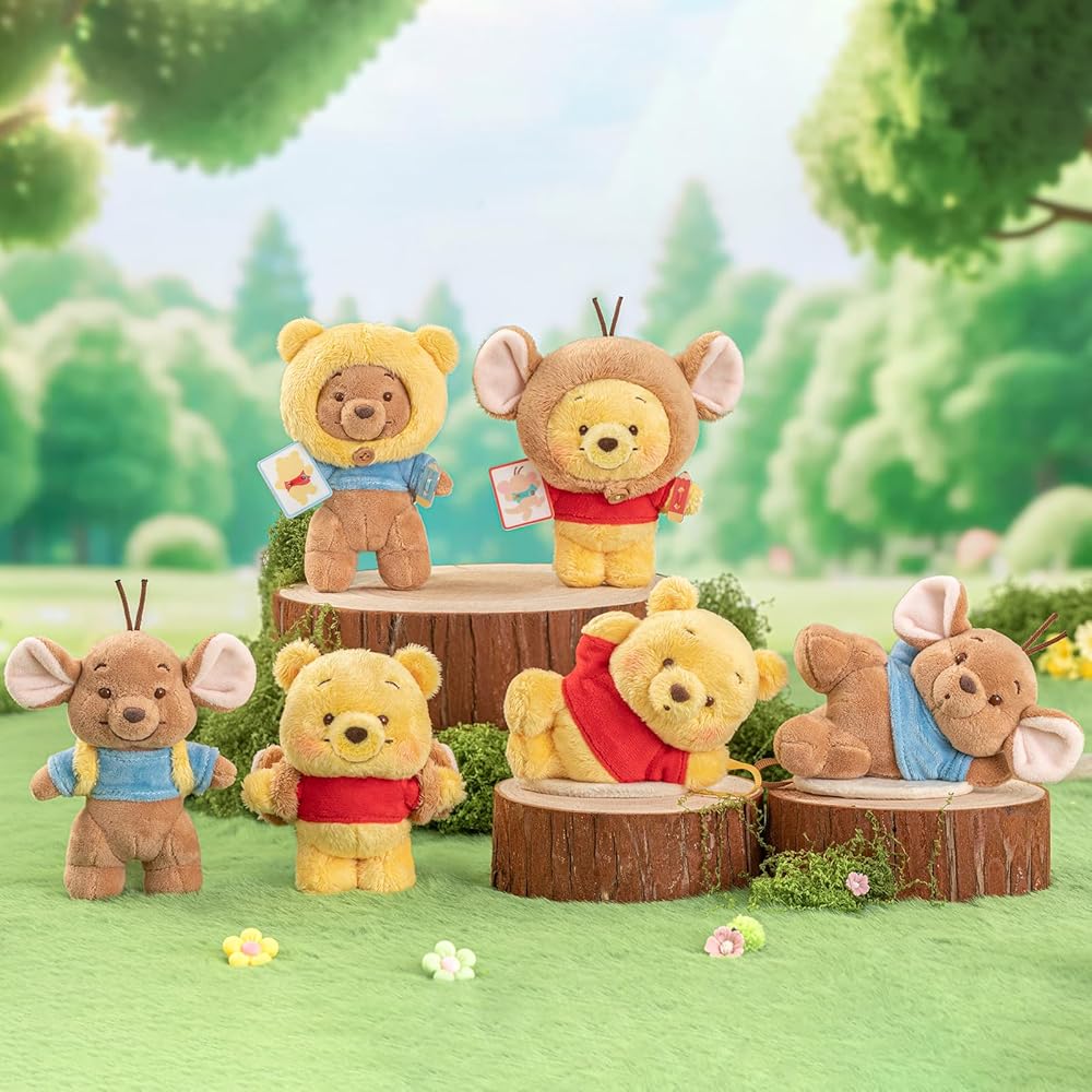 Top Toy Disney Winnie the Pooh and Roo Plush Toy Assortment Box 6 Pieces Blind Box Figures Premium Soft Vinyl