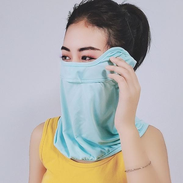 Summer Women UV Protection Face Mask Ice Silk Cooling Ear Cover Neck Guard Cycling Driving Outdoor Eye Shield Breathable