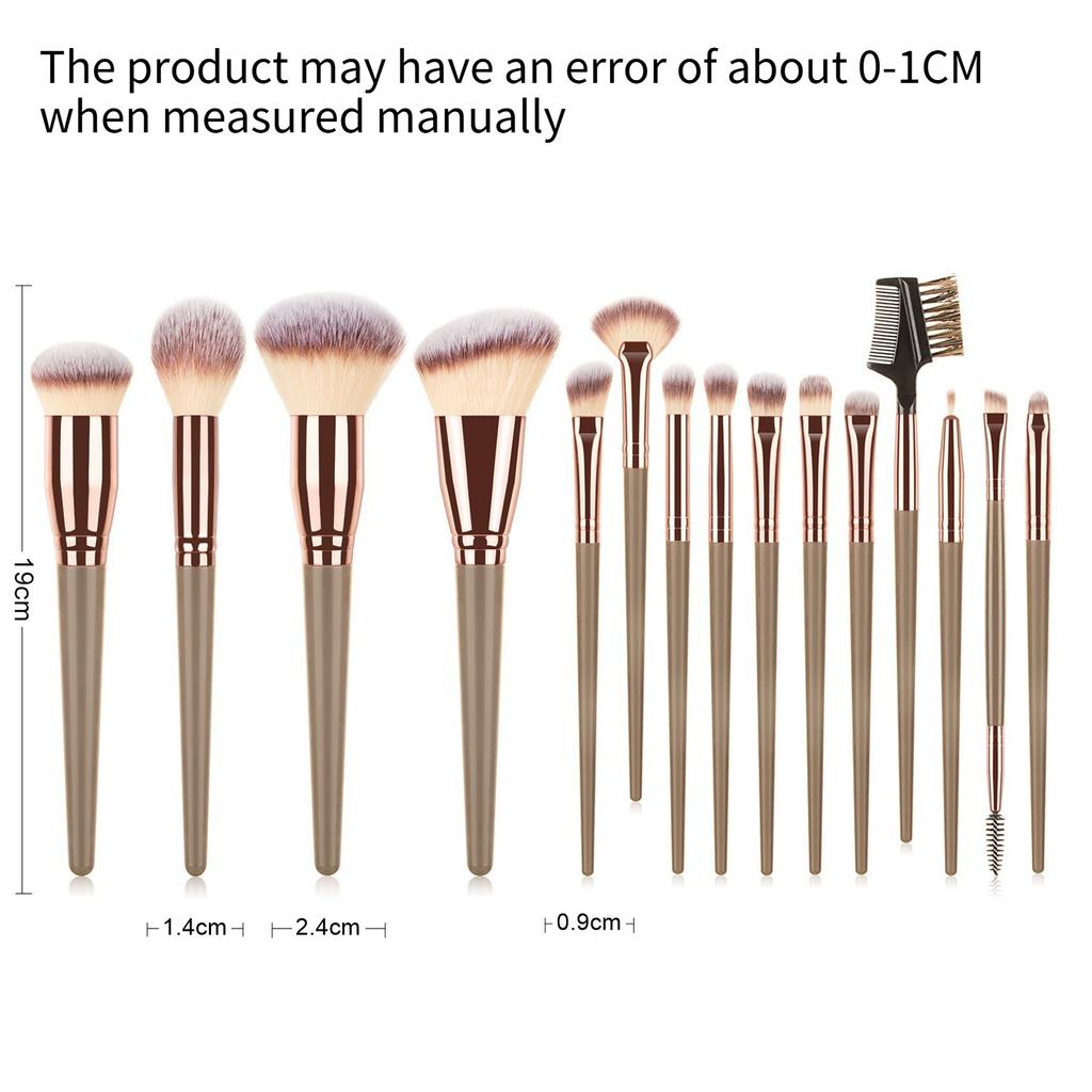 15pcs Women's makeup Professional  Bag Foundation Eyelash Eyebrow Eyeshadow Cosmetic Makeup Brush Tool Set Christmas