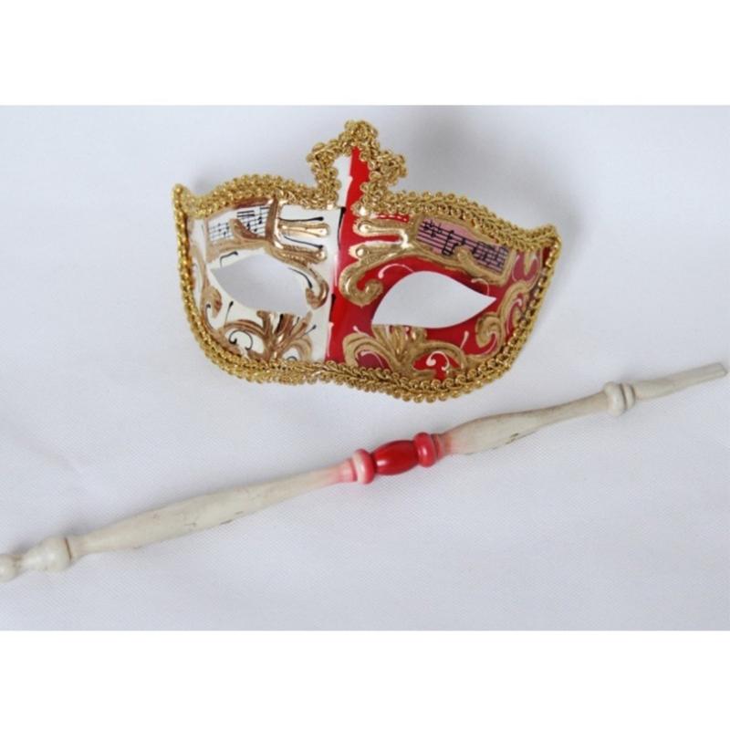 Masquerade Mask with Stick Mardi Gras Mask Venetians Mask Retro Musical Note Party Mask Carnivals Mask Halloween Mask