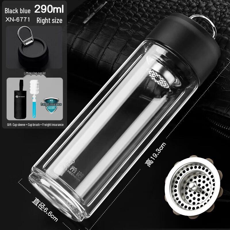 Heenoor Portable Double Wall Borosilicate Glass Tea & Water Bottle