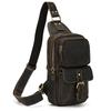 Vintage Crazy Horse Cowhide Leather Mens Chest Bag Retro Sports Casual Crossbody Sling Shoulder Bag Lightweight Outdoor Daily Bag for Men