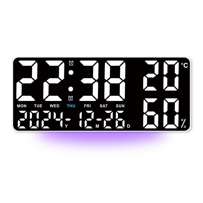 GH9002 Multi-functional Wall Clock: Large Font, Night Light, Temperature & Humidity Display, Multiple Alarms