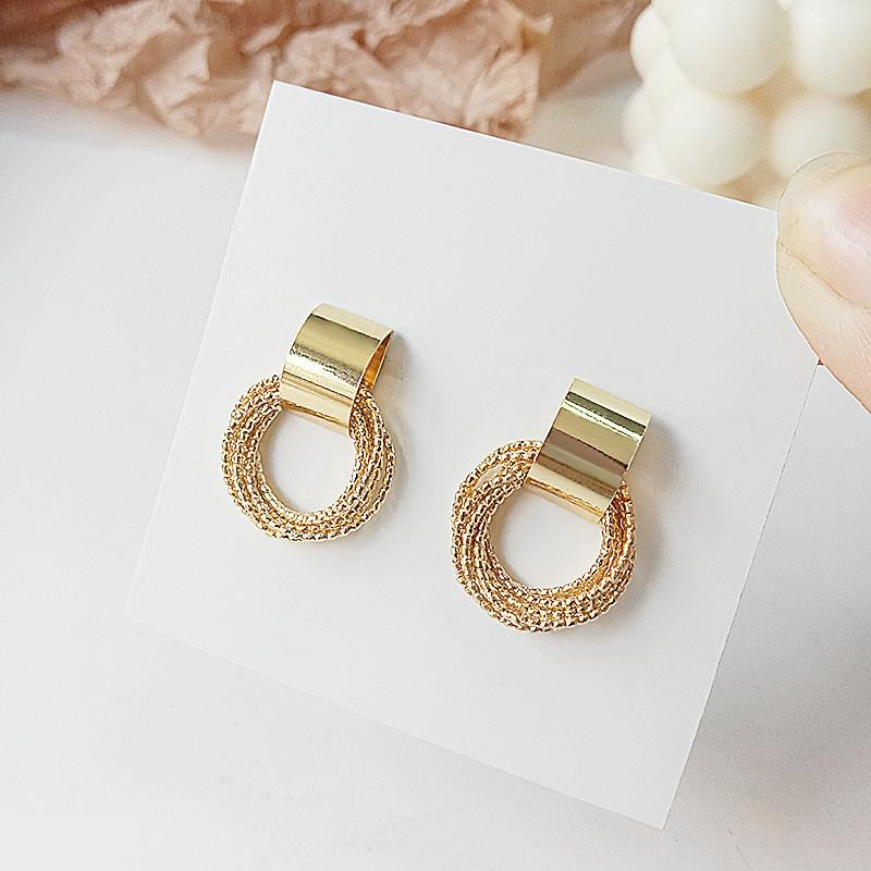 Stylish Modern Multi-layer Circle Stud Earrings In Gold And Silver For Women