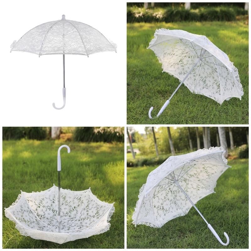 Elegant Lace Parasol for Wedding and Theme Party Dressingup Flower Pattern Craft Umbrella Props Photography Accessories