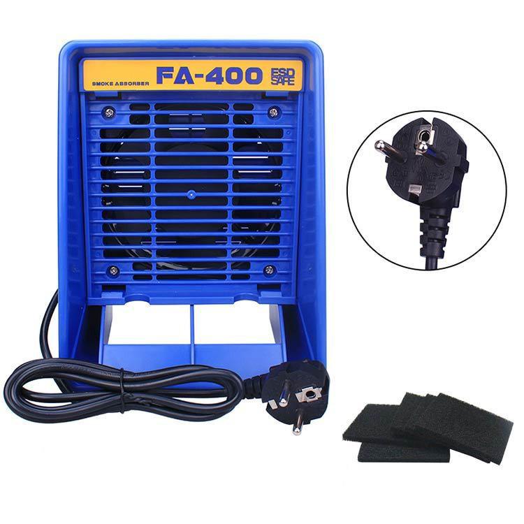 FA-400 Dual-Use Solder Smoke Extractor with 5 Sponges for Horizontal/Vertical Use.
