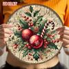 Vintage Christmas Metal Tin Sign Round Wall Art Rustic Holiday Decor