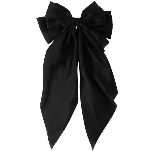 New Elegant Bow Ribbon Hair Clip Women Fashion Solid Bowknot Satin Hairpin Barrettes Girls Ponytail Clip Hair Accessories
