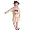 Girls Summer Cartoon Short Sleeve 2 Piece Set with Tie Dye Shorts Nezha Print