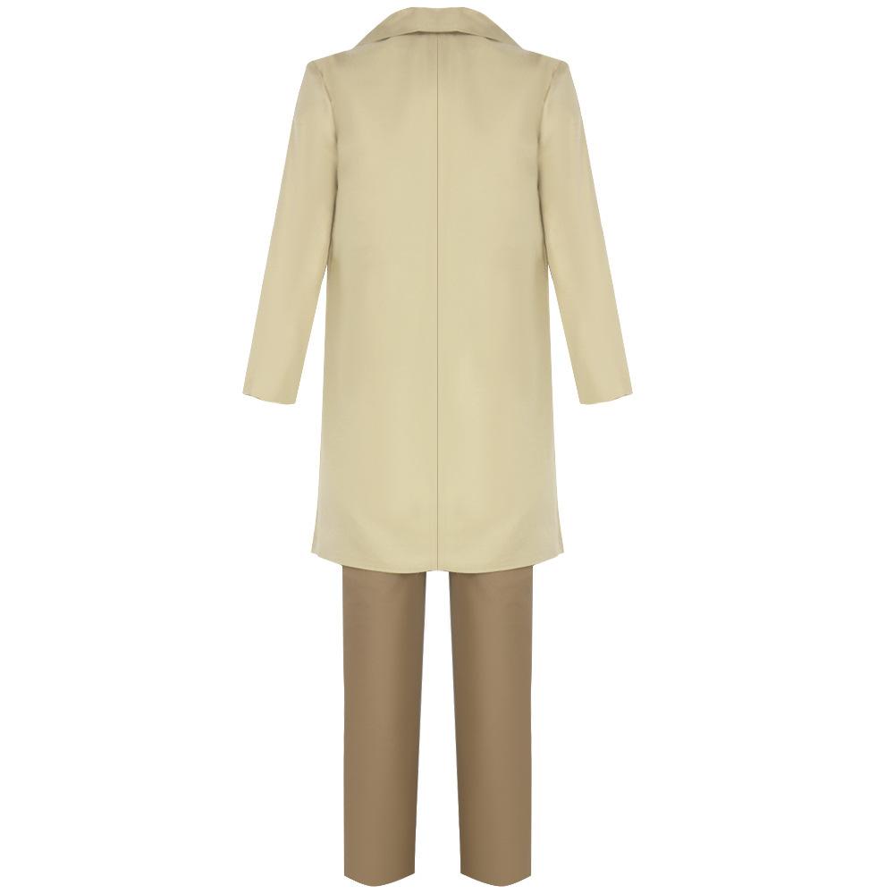 Good Omens Aziraphale Cosplay Costume, Long Beige Coat & Waistcoat Vintage Gentleman Outfit