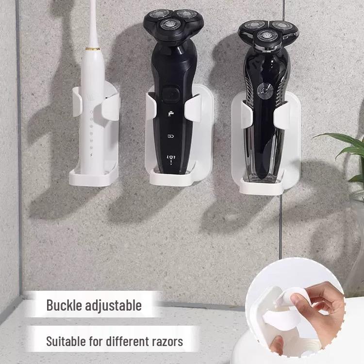 Punch-Free Wall-Mounted Shaver Holder: Razor Stand & Storage Rack