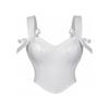 New Sexy Girl Slimming Corset Fishbone Halter Top Bustier With Bow Ties and Square Neck Beautiful Corset White Top