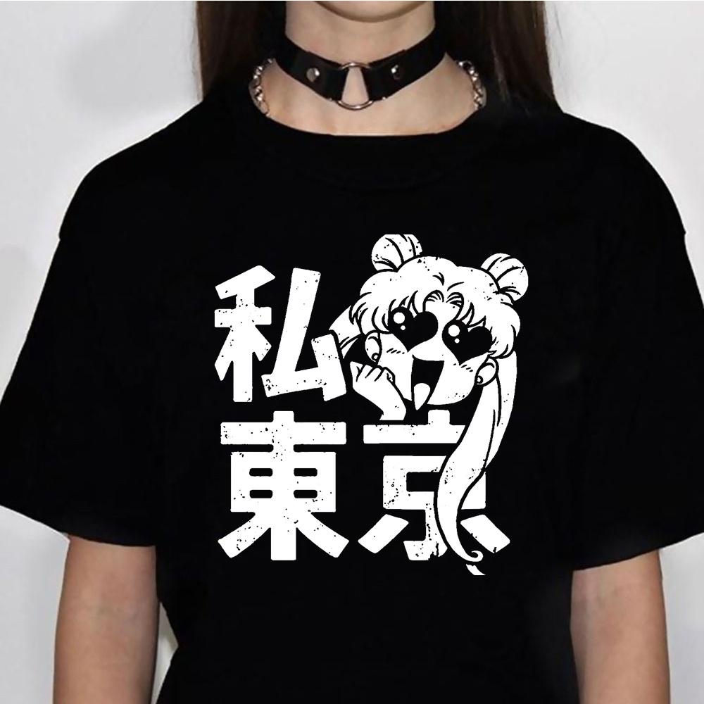 80s Moon Cat t shirt Women comic Japanese harajuku tshirts feUnisex 2000s anime funny clothes