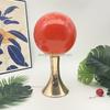 Round Ball Night Light with Golden Trumpet Base Table Lamp for Cream Style Apartment Bedroom Bedside and Tabletop
