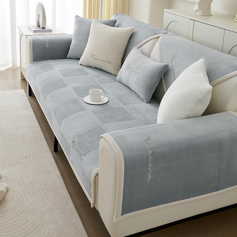 Thicken Plush Sofa Cushion Mat Non Slip Modern Simplicity Sofa Towel Home Couch Winter Milk Plush Sofa Cover For Living Room