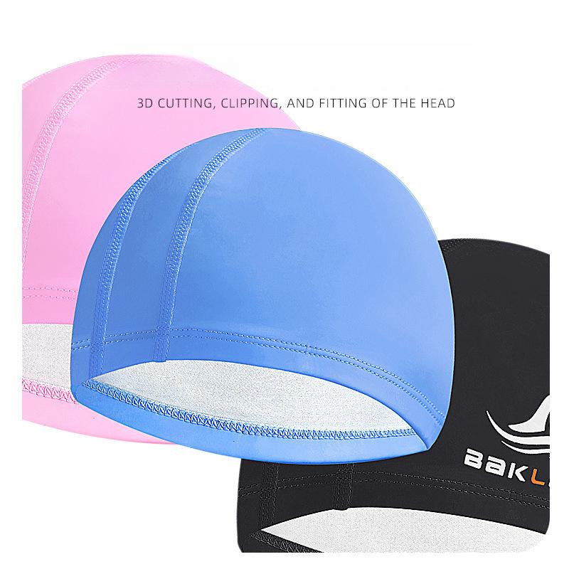 PU Coated Waterproof Swimming Cap, Soft and Springback, Adult Sports Swimming Ear Protection Swimming Cap