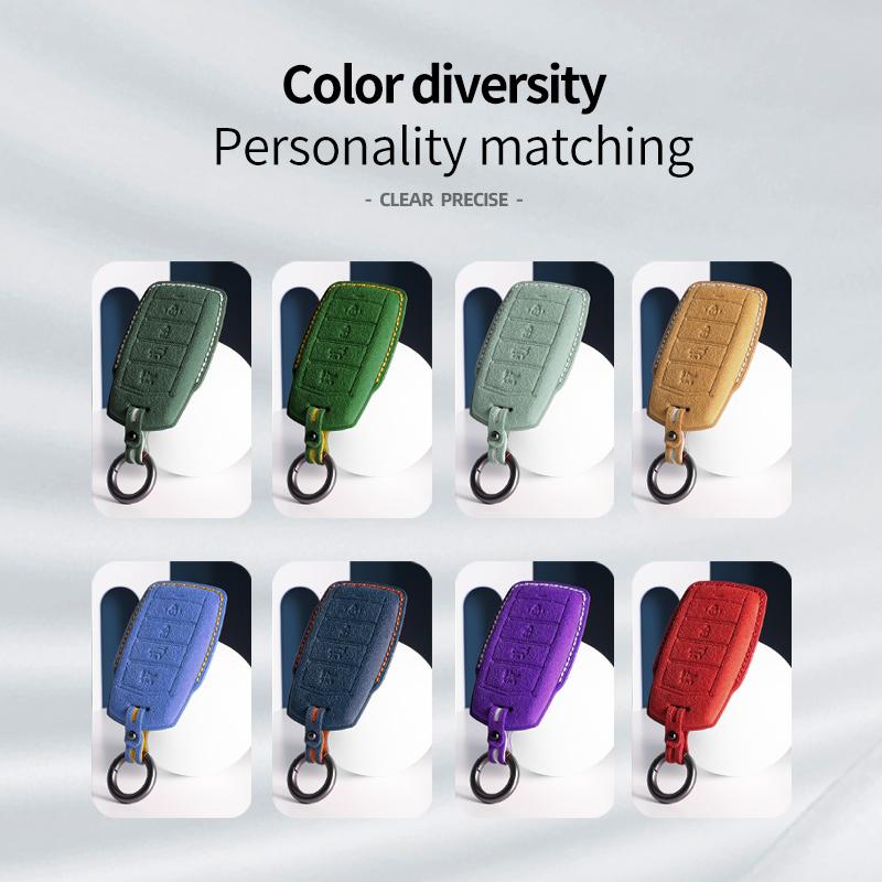 Suede Alcantara For Genesis G70 G90 G80 2017 2023 2020 Accessories Car Key Case Cover Auto Remote Protector Keychain Shell