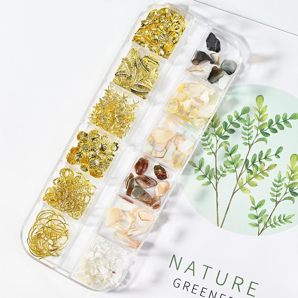 Ocean Starfish Shell Nail Charms Golden Silver Metal Nail Art Decoration 3D Nail Rivet Metallic Slice DIY Manicure Nail PartsY2K