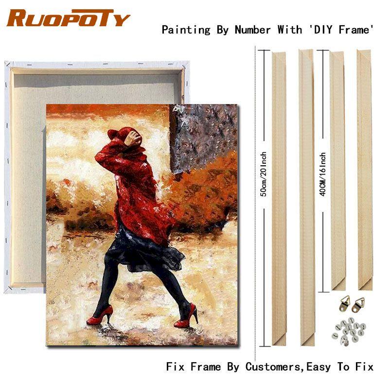 

Ruopoty Lover под зонтиком, наборы для рисования по номерам для взрослых, сделай сам, масляная краска, фигурка, картина на холсте, акриловая краска для домашнего декора 40x50 см