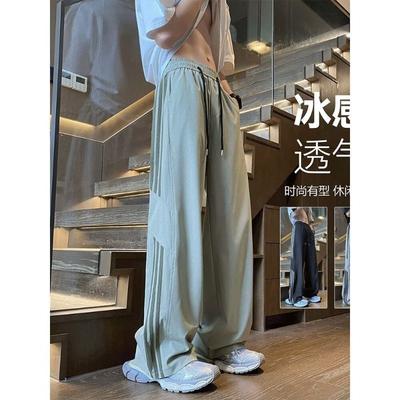 New Loose Casual Pants Men's Trend Splicing Pants Summer Thin Pendant Wide-leg Trousers